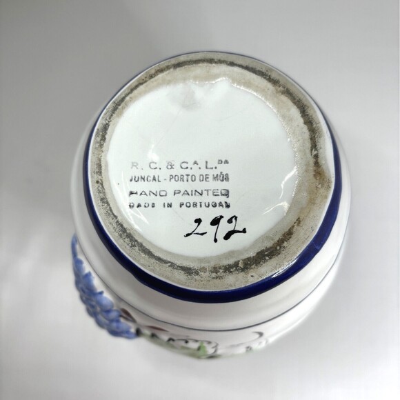 Majolica Grapevine Pitcher Country Farmhouse Decor RC Cal Hand Painted Portugal - Picture 6 of 6